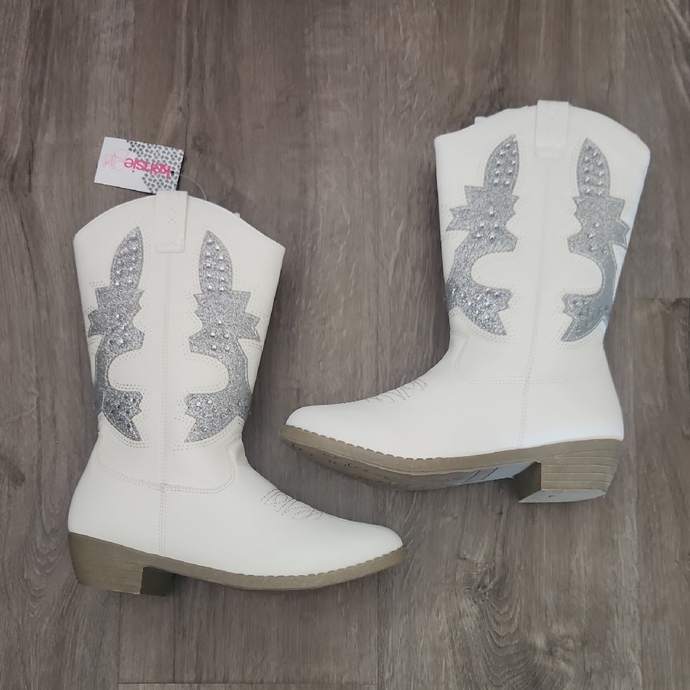 🆕️KENSIE GIRL: Rhinestone Embellished Flower Girl Cowboy Boots